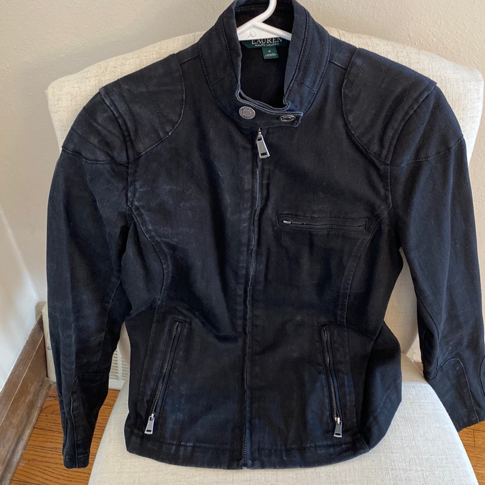 Ralph Lauren weather black denim moto jacket